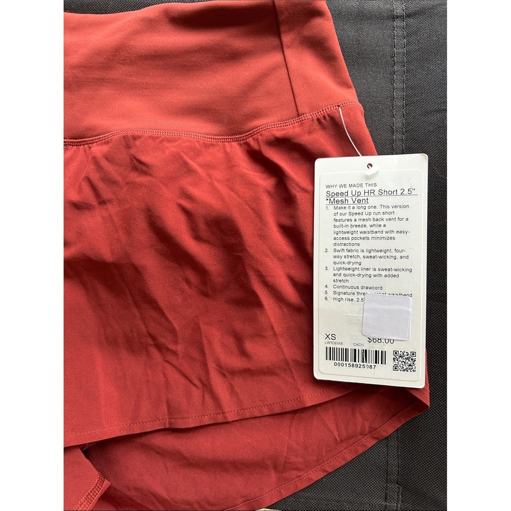 Lululemon Speed Up High-Rise Short 2.5 Mesh Vent Cayeene  XS NEW - Picture 2 of 5